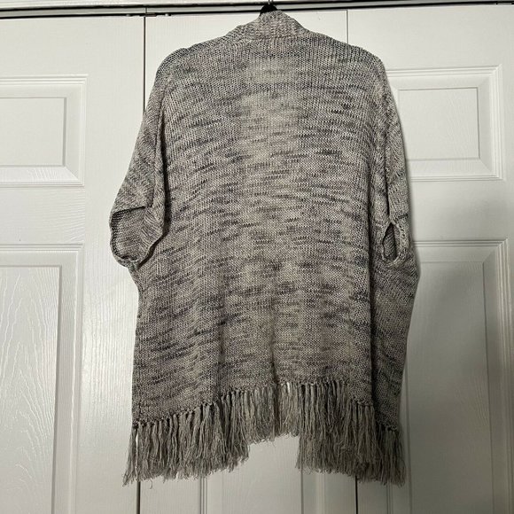 Joie Sona Open Front Cardigan Heather Gray Fringe Hem Poncho XXS Linen blend - Picture 5 of 8